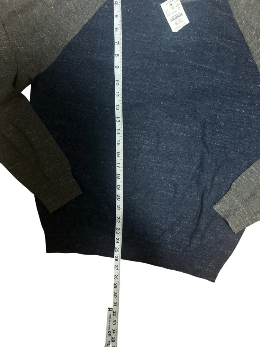 J.Crew Mens Large NWT Cotton Raglan Sweatshirt Navy Gray Colorblock Crewneck